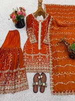 Silk And Heavy Embroidery Sequence Work Top-Bottom And Dupatta Set in Germany