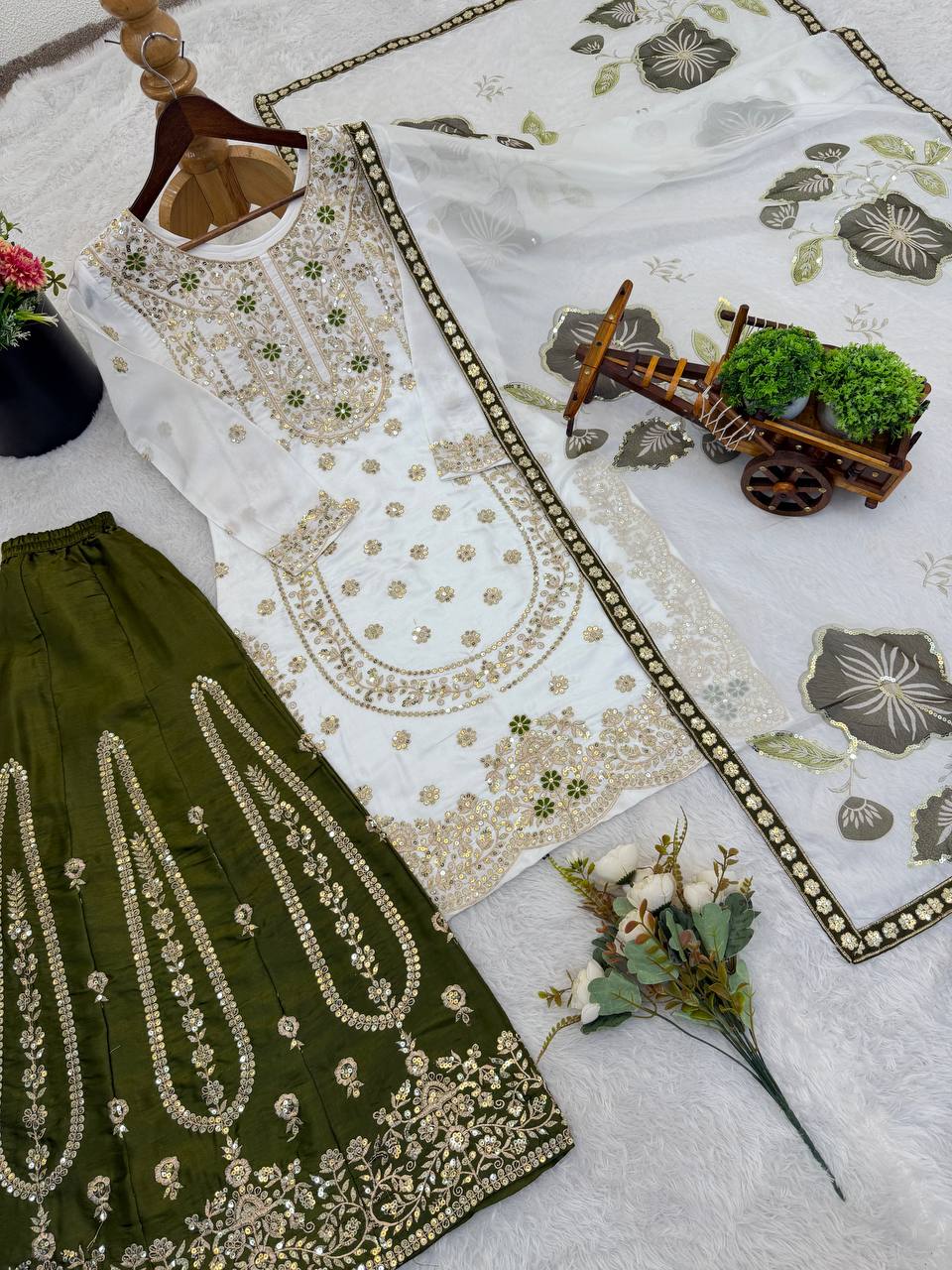 Pure GMY SILK With Heavy Embroidery Sequence Work Suit in Germany