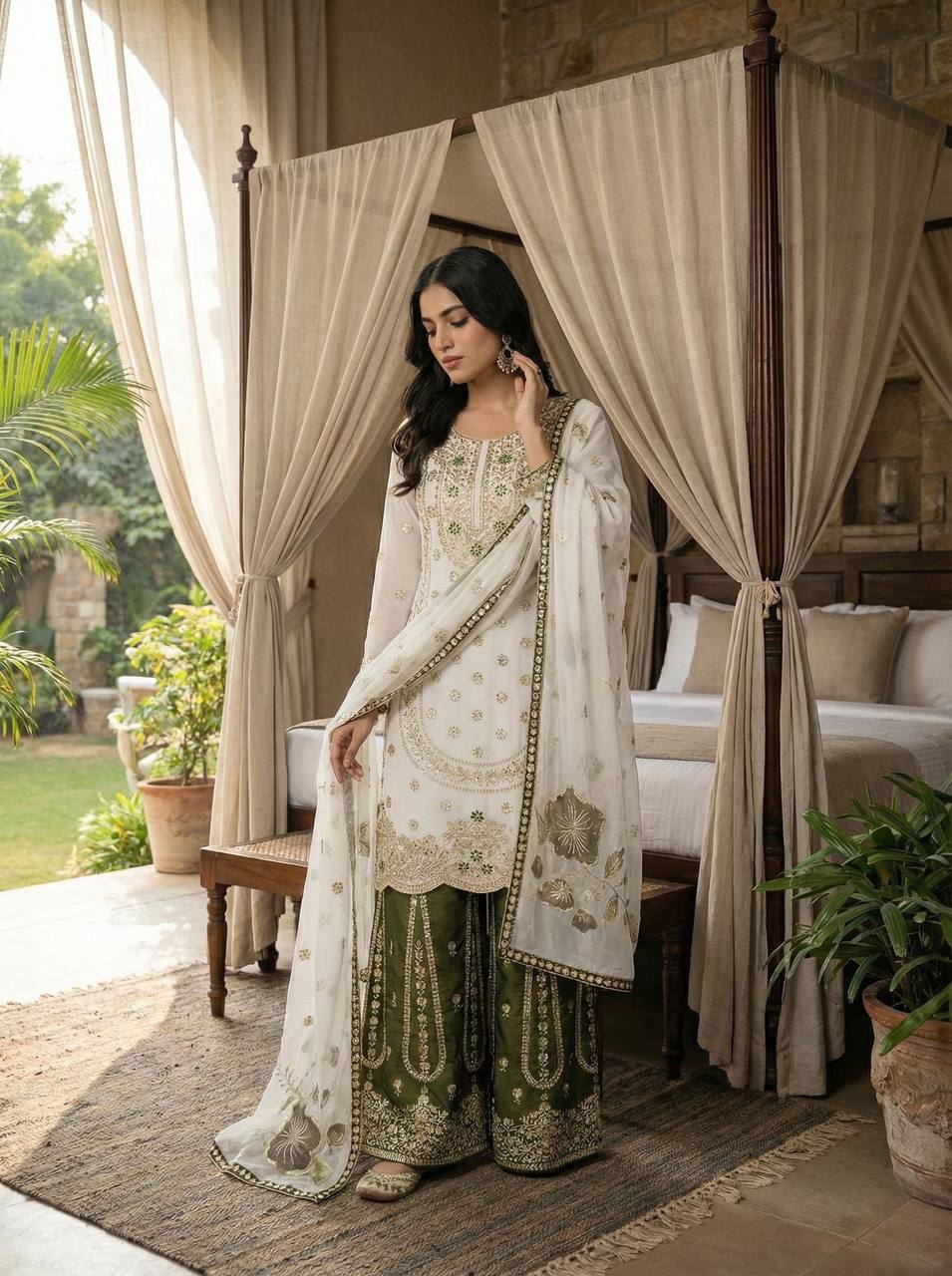 Pure GMY SILK With Heavy Embroidery Sequence Work Suit in Germany