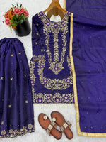 GMY SILK With Heavy Embroidery Sequence Work Top-Bottom And Dupatta Set in Berlin