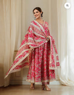 Floral Printed Angrakha Kurta With Straight Bottom And Cotton Printed Dupatta in Berlin