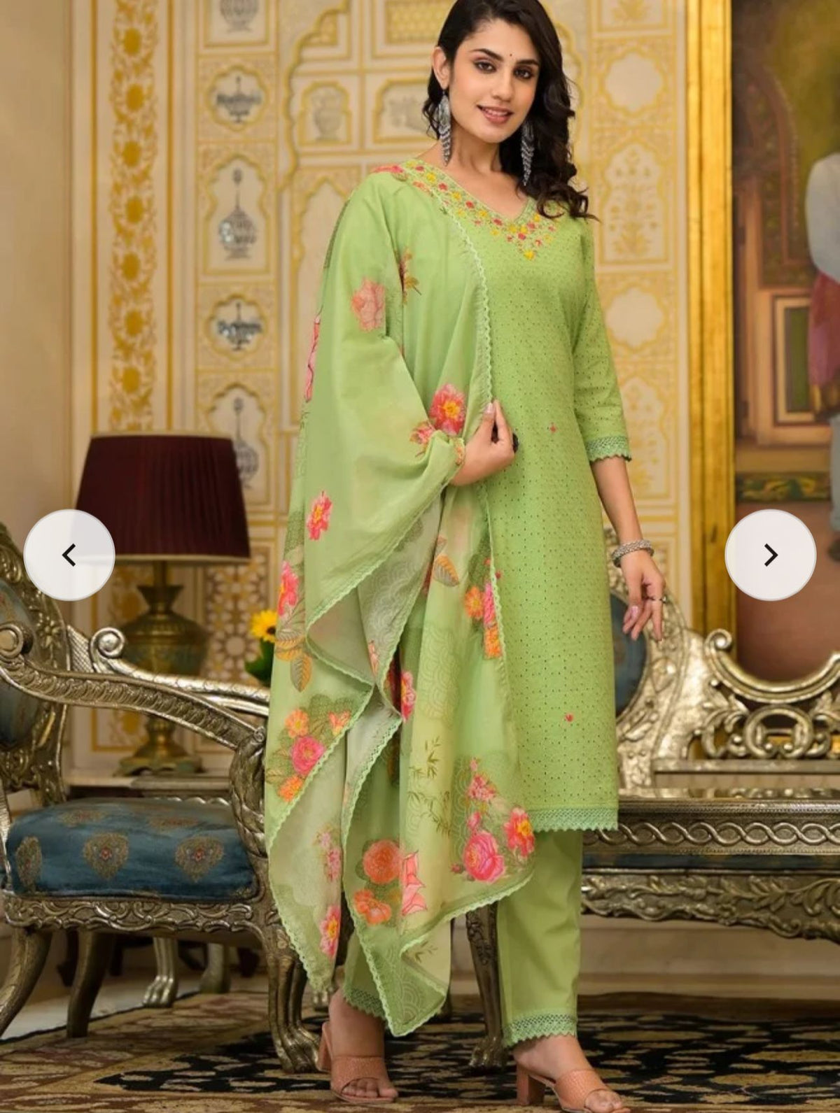 Cotton Embroidered Straight Fit Kurta Set in Germany