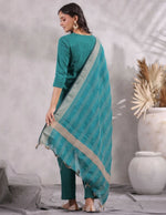 Women's Green Ethnic Motifs Straight Kurta with Trousers & Dupatta in Germany