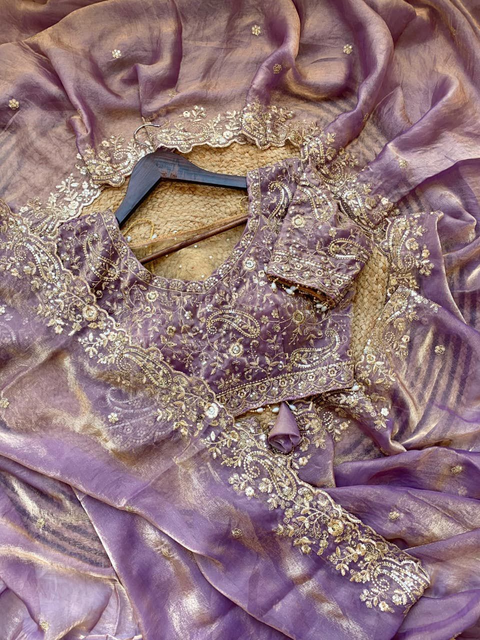 Unique Fandy Silk C -pallu Sequins embroidery work saree in Germany