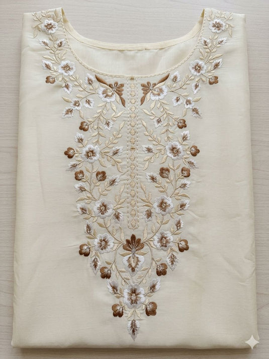 Cream Embroidered Neck  Kurta Bottom Dupatta Set in Germany