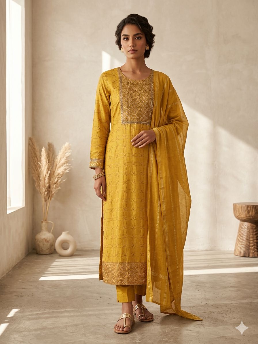 Yellow colour suit & Bottom Dupatta Set in Berlin