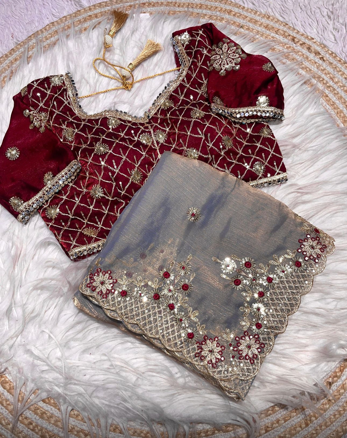 FENDY SARTIN SILK WITH BEAUTIFUL EMBROIDERY WORK SAREE IN GERMANY