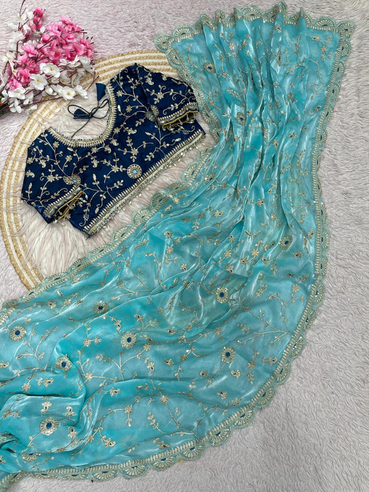 FENDY SARTIN SILK WITH BEAUTIFUL EMBROIDERY WORK SAREE IN BERLIN