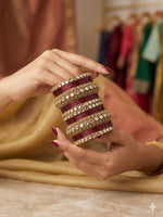 Maroon  Kundan bangles set in Germany