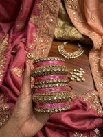 Baby pink Kundan bangles set in Berlin