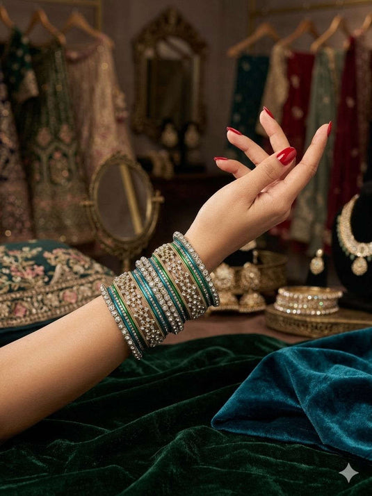 Blue Kundan bangles set in Germany Namma Markt