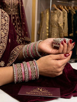 Baby Pink Kundan bangles set in Berlin