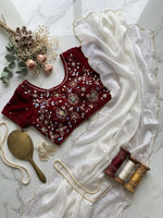 White Unique Fendy saree in Berlin(Onam Saree)
