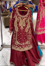 Maroon Party Wear Look Top , Sharara Plazzo and Dupatta in Germany