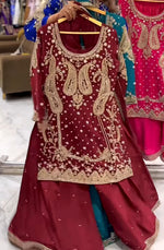 Maroon Party Wear Look Top , Sharara Plazzo and Dupatta in Germany