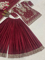 Maroon Party Wear Look Top , Sharara Plazzo and Dupatta in Germany