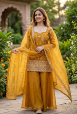 Embroidery Sequence Worked Top-Plazzo And Dupatta Set in Berlin