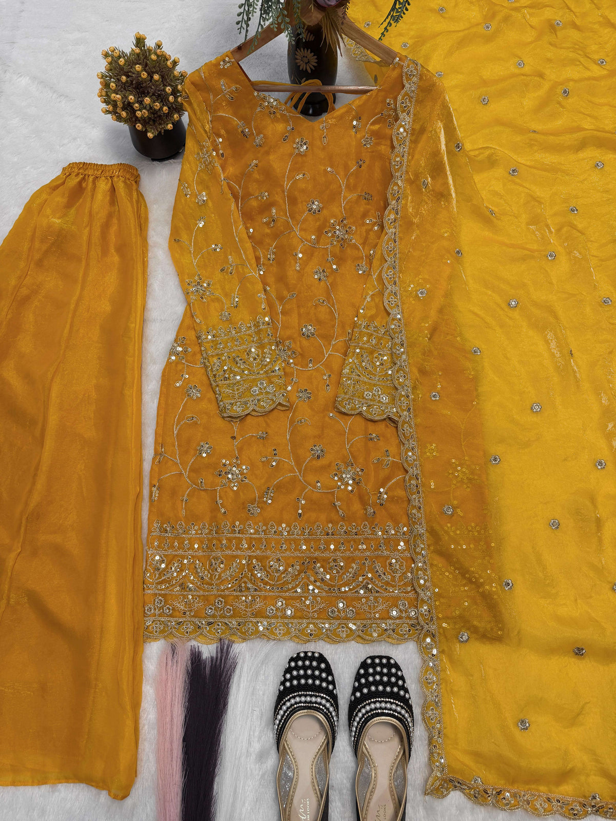 Embroidery Sequence Worked Top-Plazzo And Dupatta Set in Berlin
