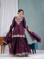 Purple Heavy Embroidery Suit in Germany