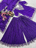 Dark Purple Heavy Embroidery Suit in Germany