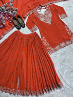 Orange Heavy Embroidery Suit in Germany