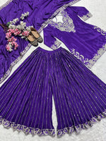 Dark Purple Heavy Embroidery Suit in Germany