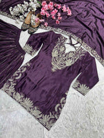 Purple Heavy Embroidery Suit in Germany