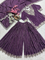 Purple Heavy Embroidery Suit in Germany