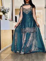 Teal Embroidery Sequence Worked Top-Plazzo And Dupatta Set in Berlin