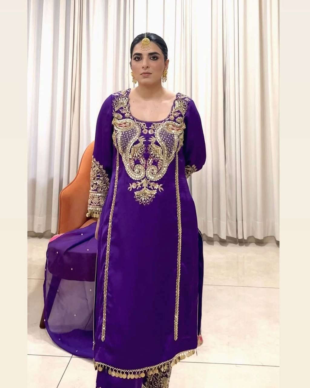PARTY WEAR HEAVY EMBROIDERY SEQUENCE WORK SUIT SET IN GERMANY