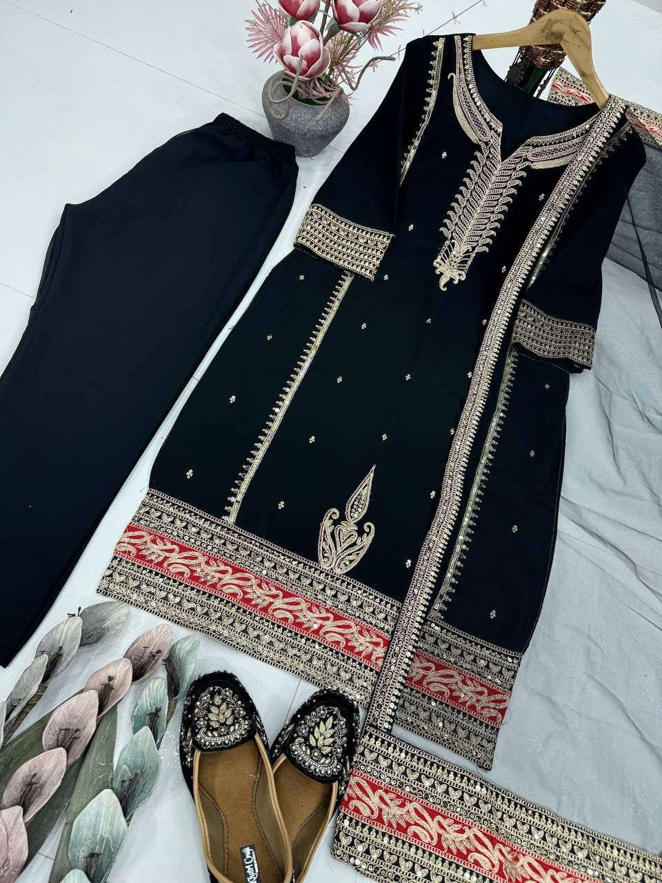 DESIGNER PARTY WEAR HEAVY EMBROIDERY CODING SEQUENCE WORK SUIT SET IN BERLIN
