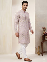 PURPLE MENS CHIKENKARI HEAVY RAYON KURTA IN GERMANY