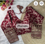 Maroon Readymade blouse with embroidery in Germany