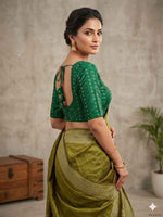Green Woven Design Saree blouse in Germany