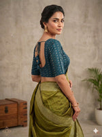 Blue Woven Design Saree blouse in Germany