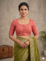 Peach Woven Design Saree blouse in Germany