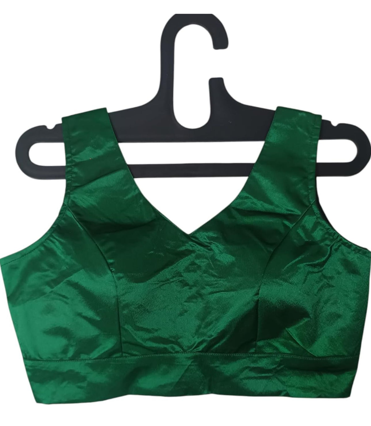 Dark Green satin Silk Readymade Blouse Fancy Sleeveless trendig Shining for Women in Germany