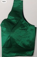 Dark Green satin Silk Readymade Blouse Fancy Sleeveless trendig Shining for Women in Germany