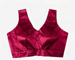 Burgundy satin Silk Readymade Blouse Fancy Sleeveless trendig Shining for Women in Germany