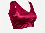 Burgundy satin Silk Readymade Blouse Fancy Sleeveless trendig Shining for Women in Germany