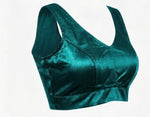 Teal satin Silk Readymade Blouse Fancy Sleeveless trendig Shining for Women in Germany