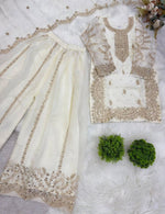 White Embroidered Work Salwar Suit For Kid in Germany