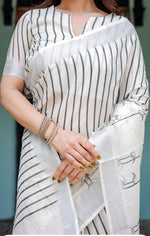 White Jamdani Silk Cotton Sarees in Germany(Onam Saree)