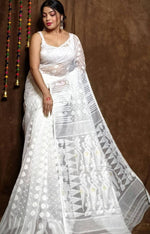 Woven Design Pure Cotton Jamdani Saree in Germany(Onam Saree)