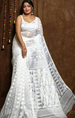 Woven Design Pure Cotton Jamdani Saree in Germany(Onam Saree)