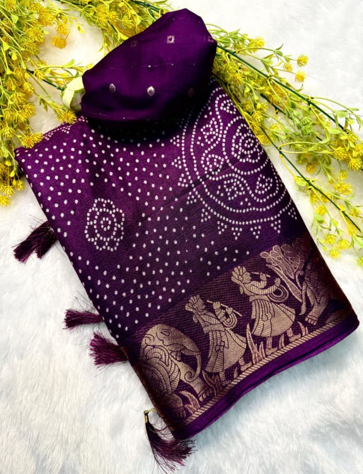 Super Hit Bandhej Special Dola Crepe Crushed Saree in Germany