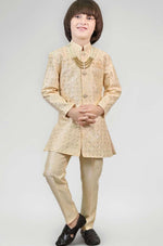 Biege Kids Ethnic Sequin Embellished Indo-Western Kurta and Trouser Set for Boys in Germany Namma Markt