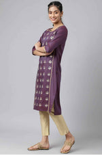 Purple Zari Embroidered Ethnic kurti in Germany
