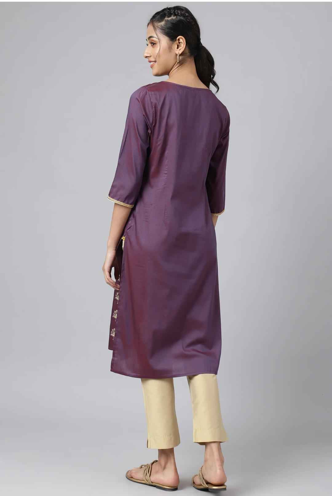 Purple Zari Embroidered Ethnic kurti in Germany