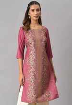 Pink Floral Printed Sequined Ethnic kurta in Germany